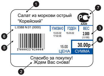 Этикетка для весов с печатью